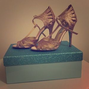 Blue by Betsey Johnson Champagne Glitter heels
